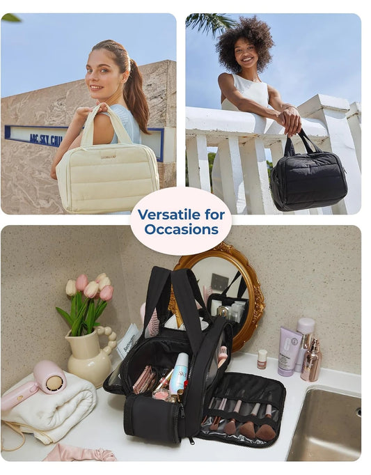 BAGSMART Neceser de Viaje de Gran Capacidad con Apertura Ancha y Compartimentos Organizadores