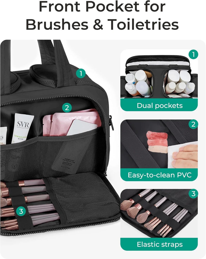 BAGSMART Neceser de Viaje de Gran Capacidad con Apertura Ancha y Compartimentos Organizadores