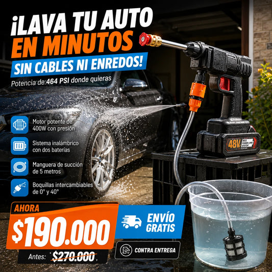 Hidrolavadora Portátil Inalámbrica 48V con Kit de Accesorios y Maletín
